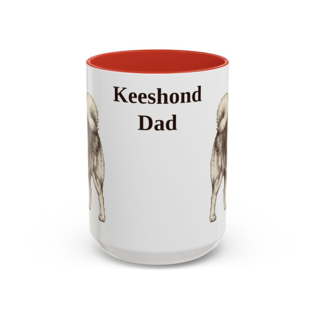 15oz Keeshond Dog Dad Mug, Red, front view