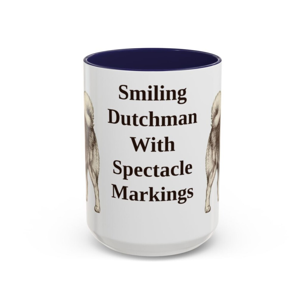 15oz Funny Keeshond Mug, Navy, front view