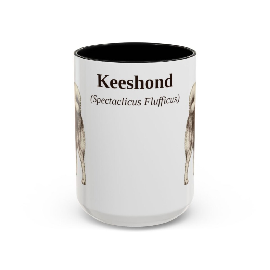 15oz Keeshond Latin Mug, Black, front view