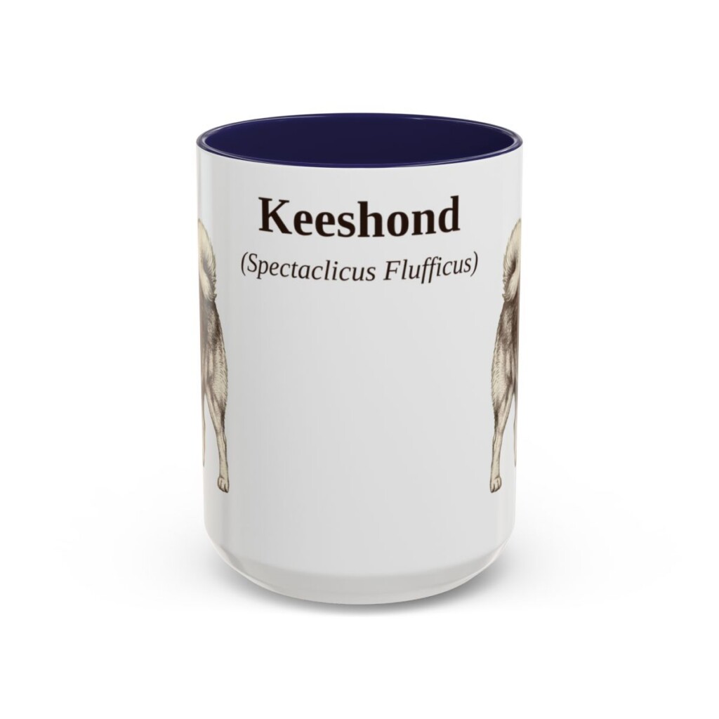 15oz Keeshond Latin Mug, Navy, front view