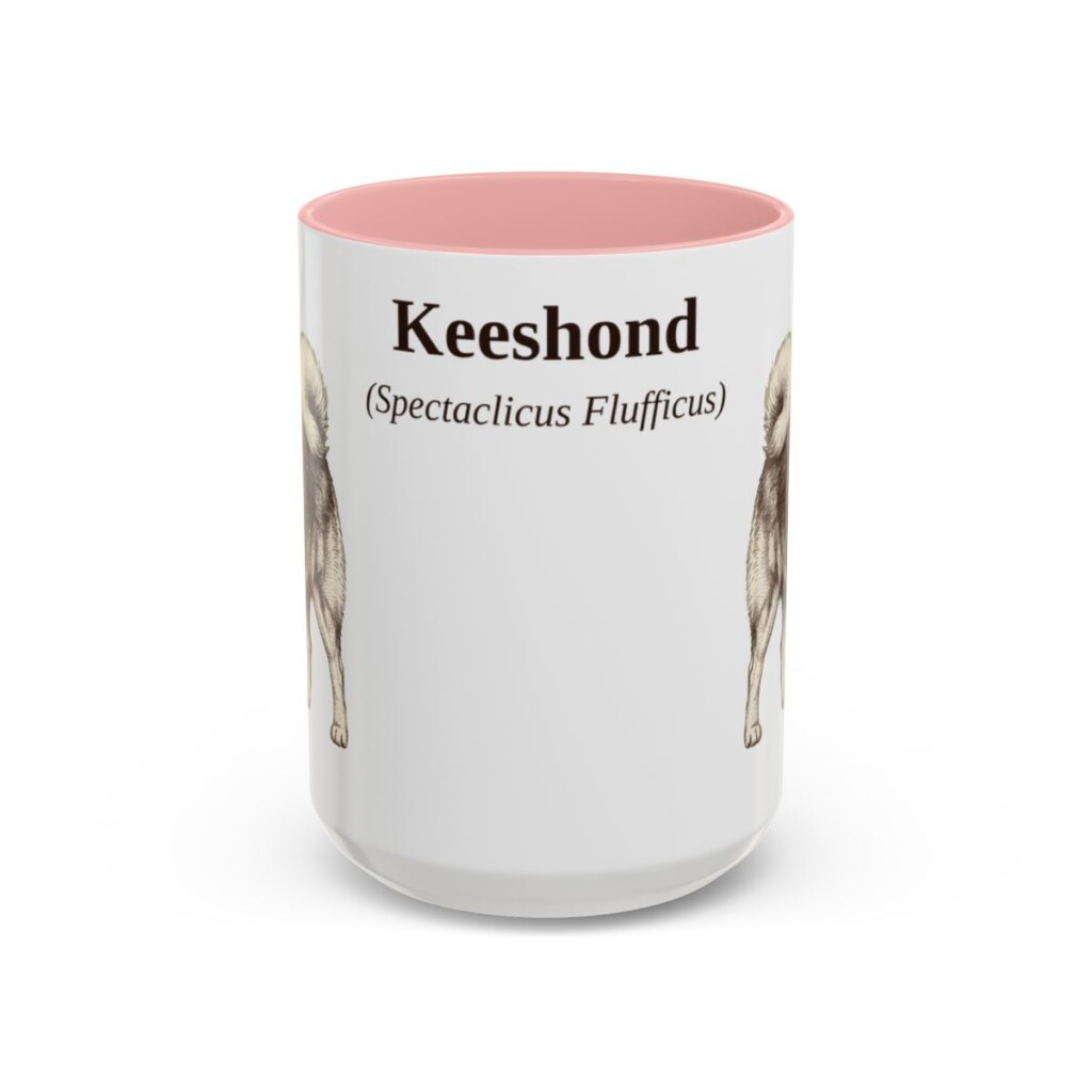 15oz Keeshond Latin Mug, Pink, front view
