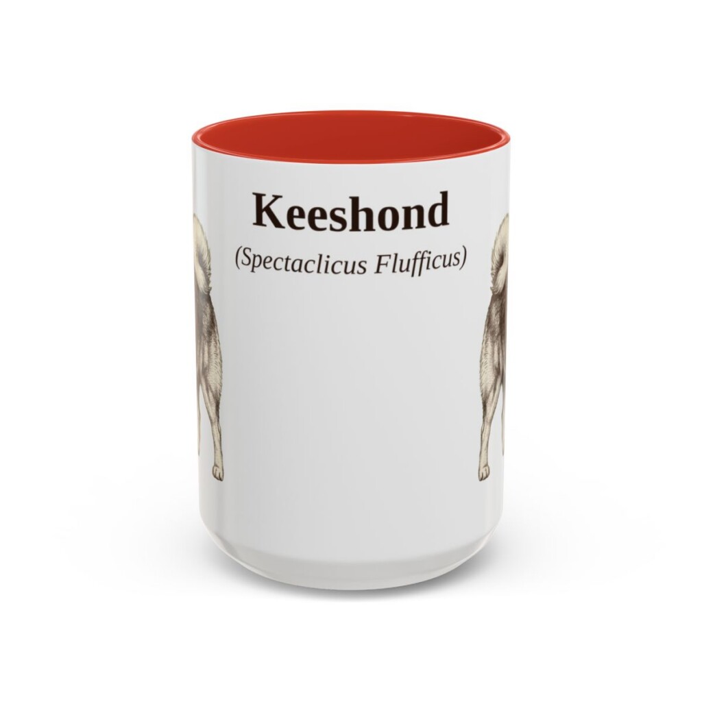 15oz Keeshond Latin Mug, Red, front view