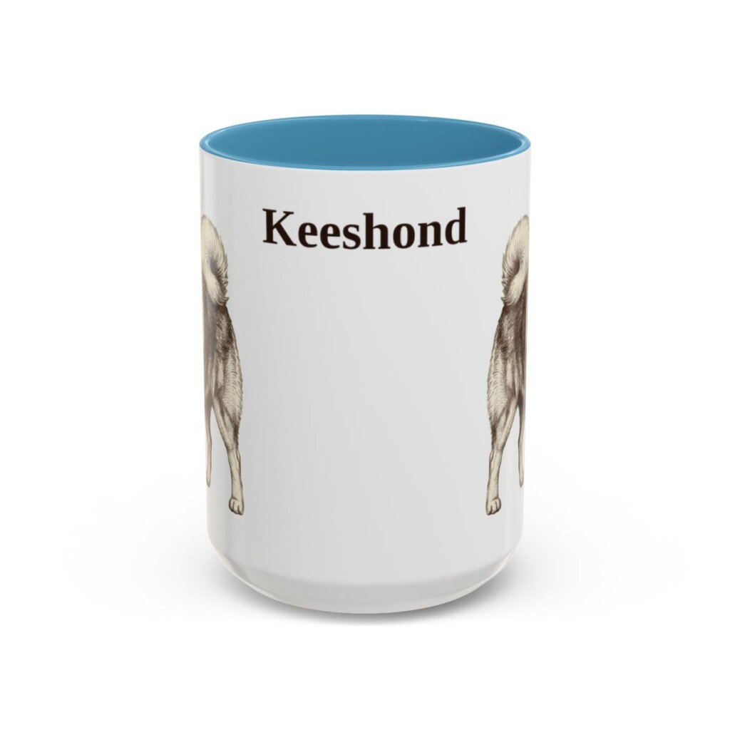 15oz-keeshond-mug-light-blue 15oz Keeshond Mug, Light Blue, front view