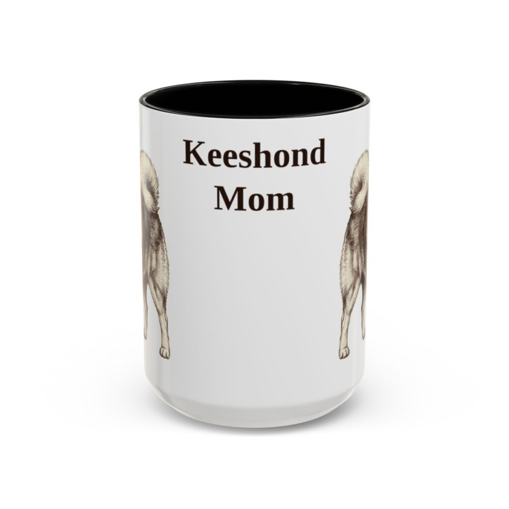 15oz Keeshond Dog Mom Mug, Black, front view
