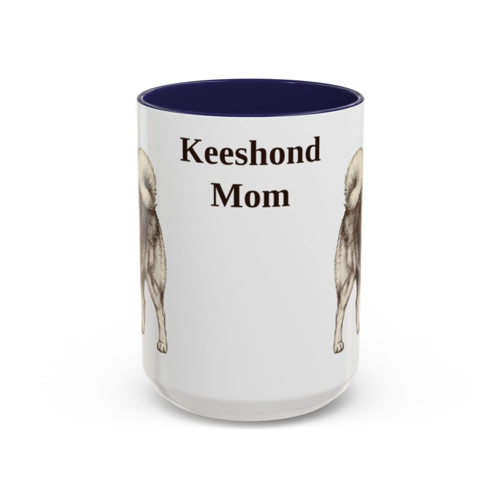 15oz Keeshond Dog Mom Mug, Navy, front view