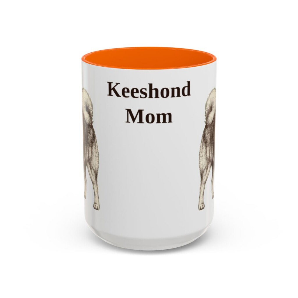 15oz Keeshond Dog Mom Mug, Orange, front view
