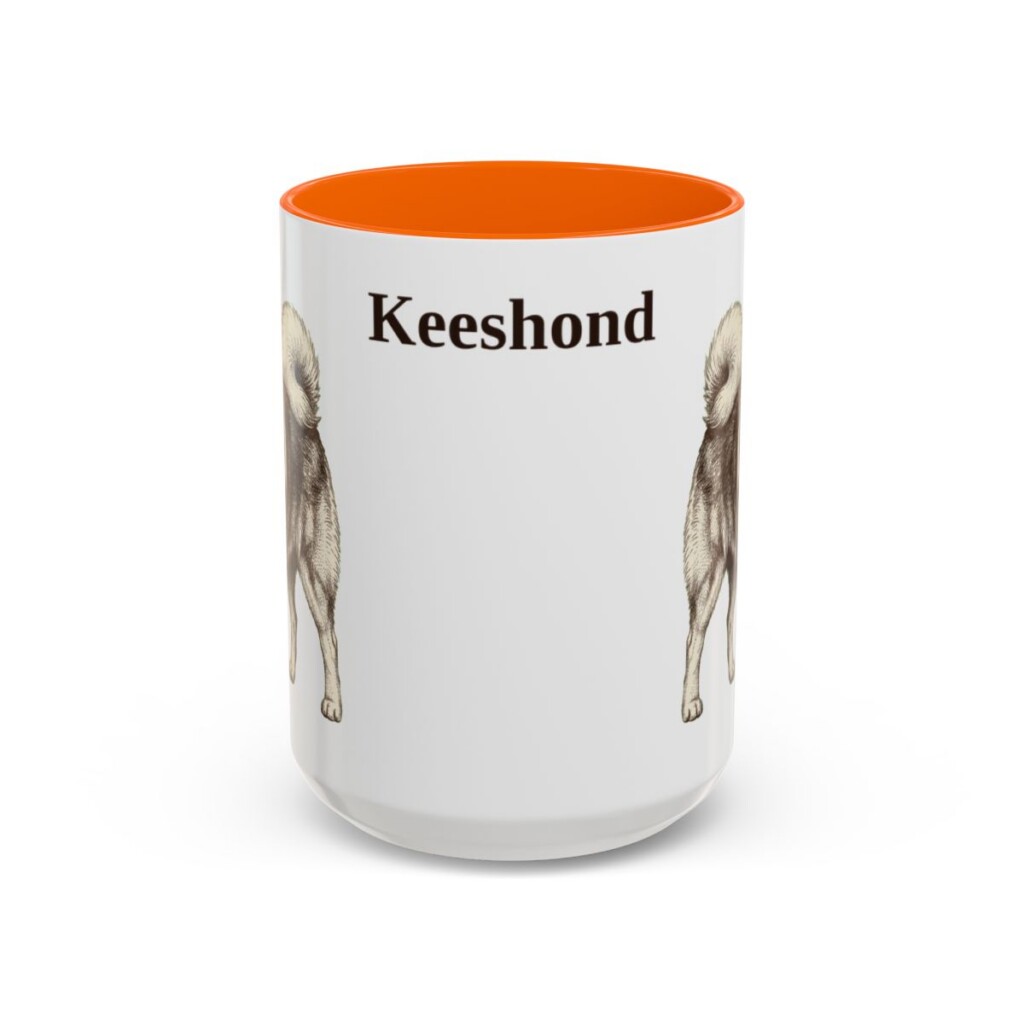 15oz-keeshond-mug-orange 15oz Keeshond Mug, Orange, front view