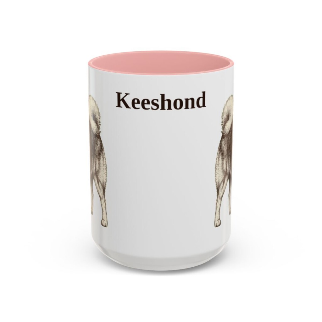 15oz-keeshond-mug-pink 15oz Keeshond Mug, Pink, front view