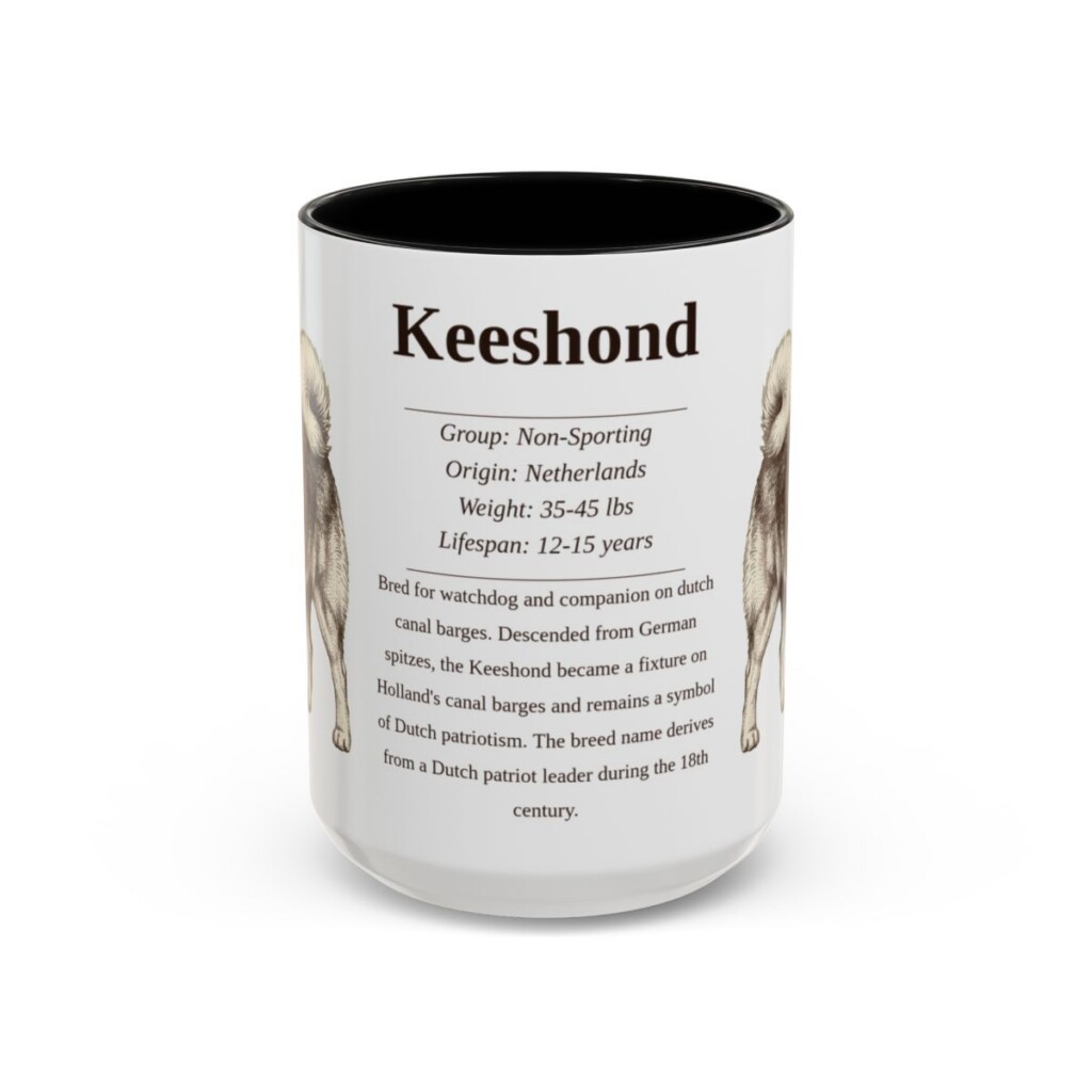 15oz Keeshond Mug, Black, front view
