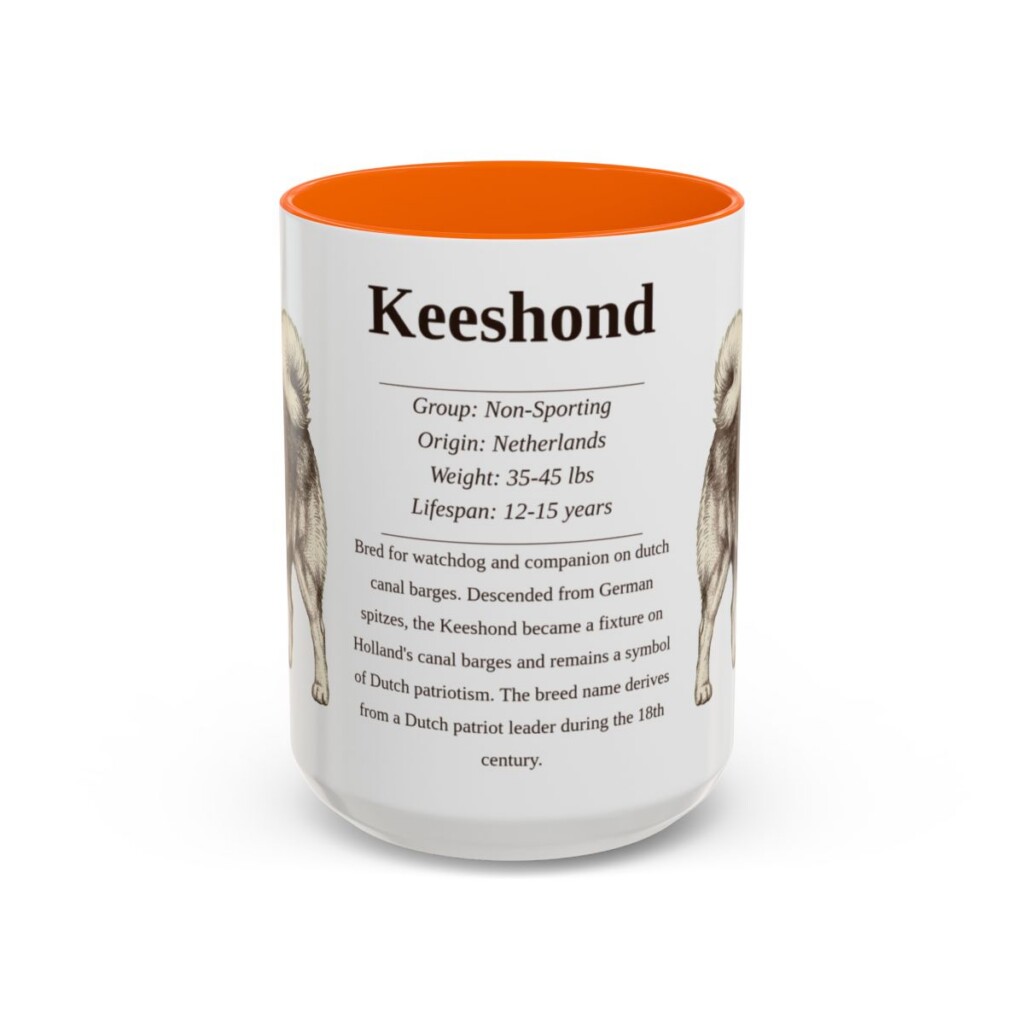 15oz Keeshond Mug, Orange, front view