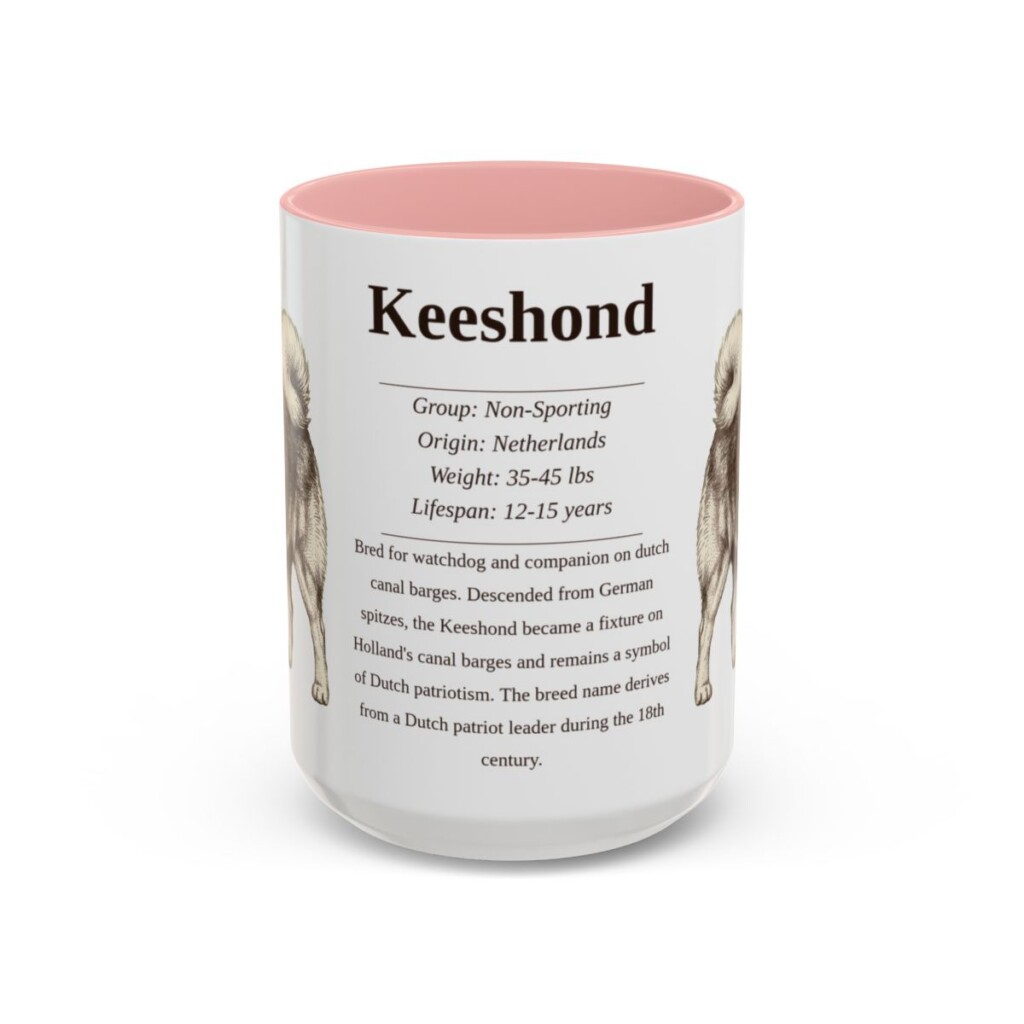 15oz Keeshond Mug, Pink, front view