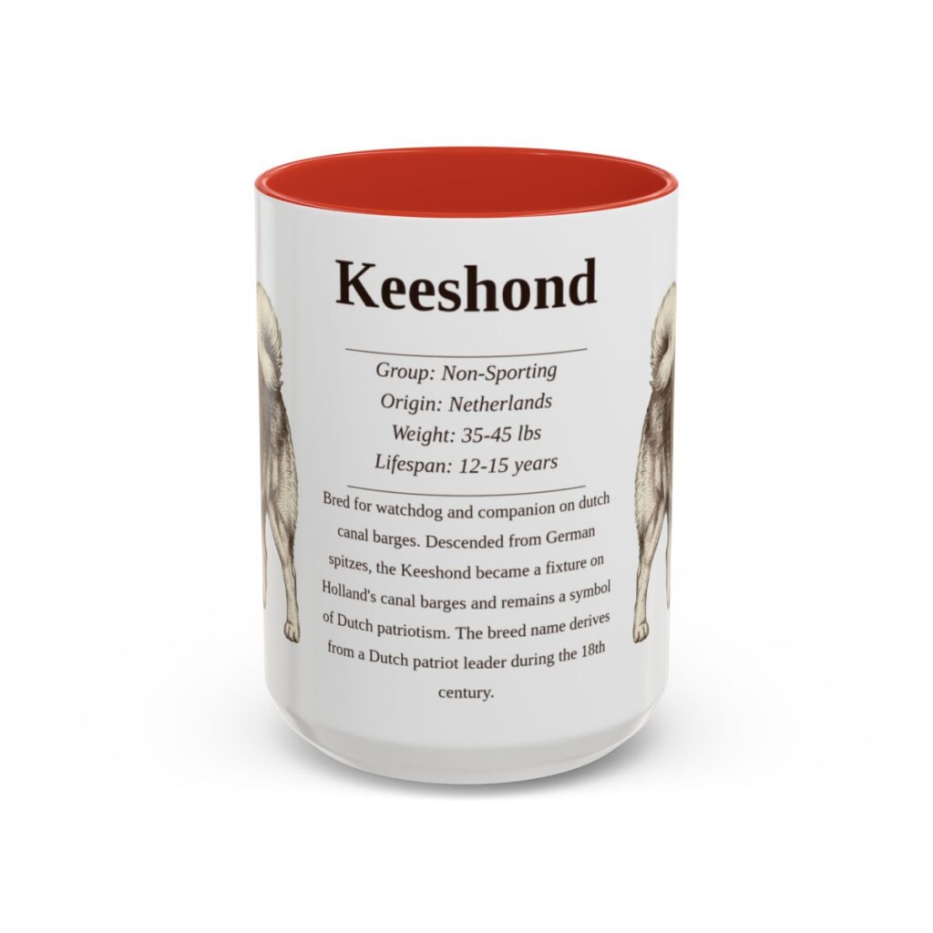 15oz Keeshond Mug, Red, front view