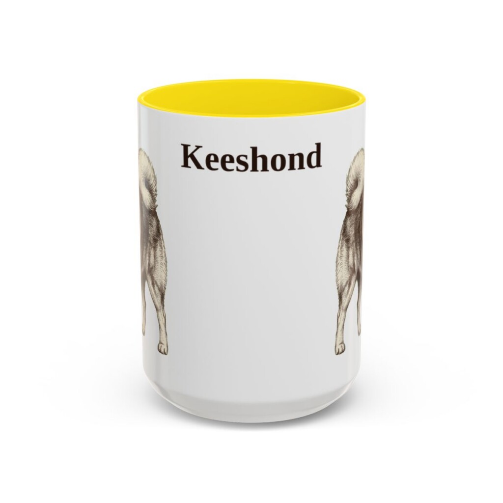 15oz-keeshond-mug-yellow 15oz Keeshond Mug, Yellow, front view