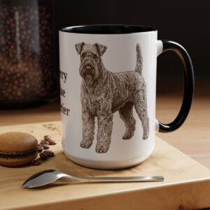 15oz Kerry Blue Terrier Mug, Black, lifestyle photo