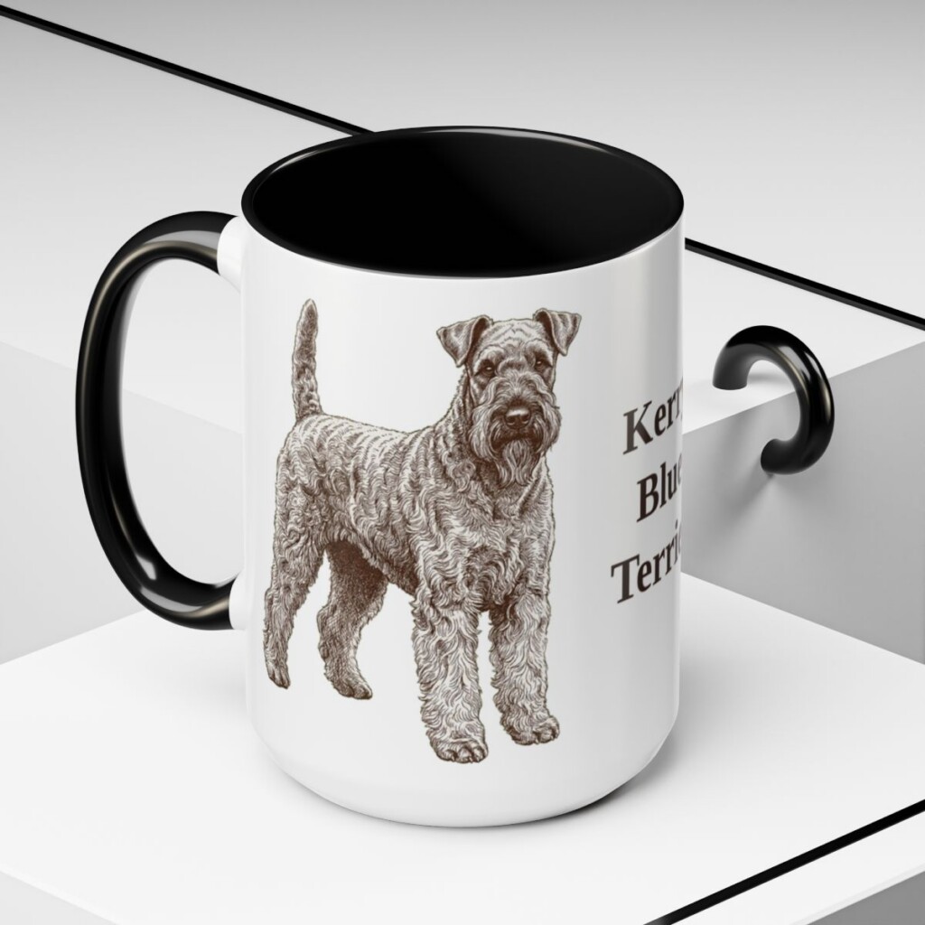 15oz Kerry Blue Terrier Mug, Black, lifestyle photo