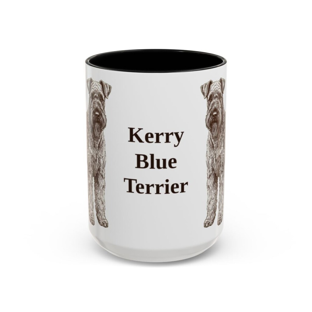 15oz Kerry Blue Terrier Mug, Black, front view
