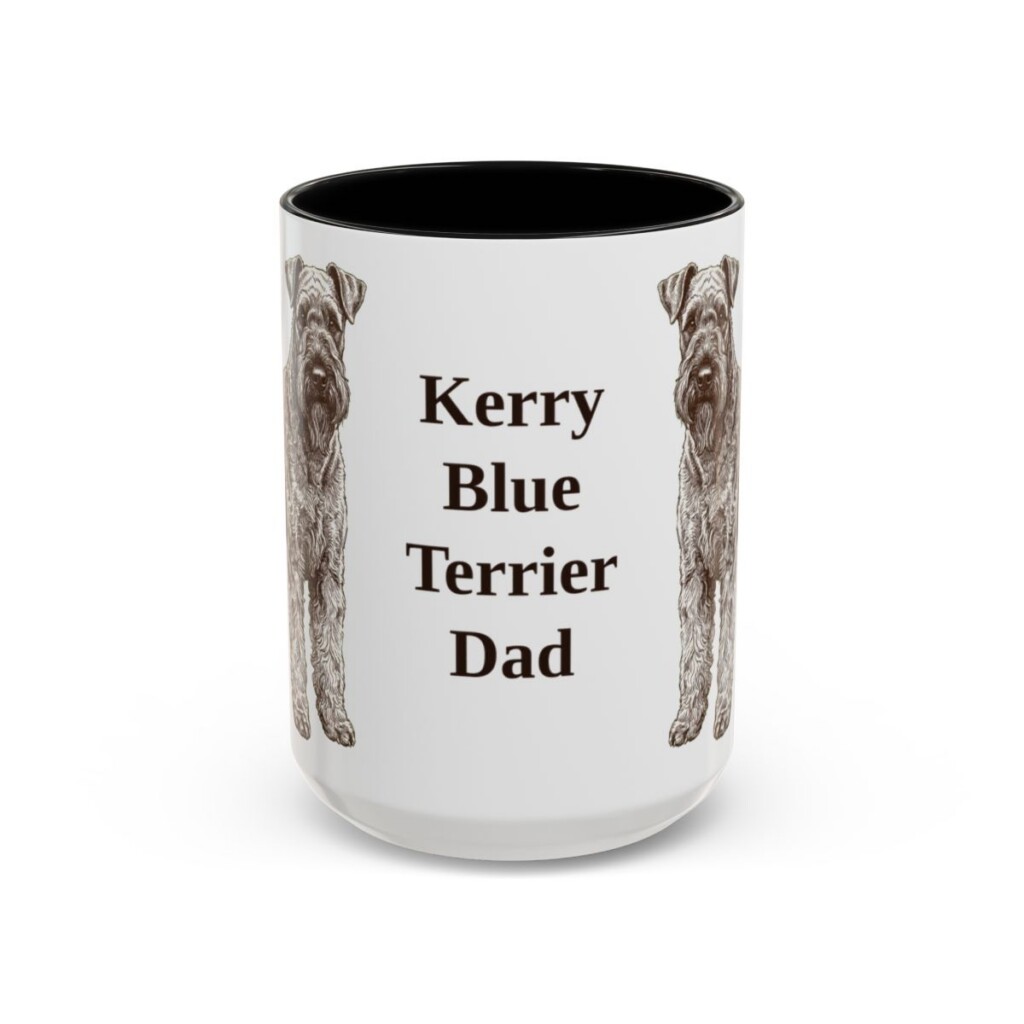 15oz Kerry Blue Terrier Dog Dad Mug, Black, front view