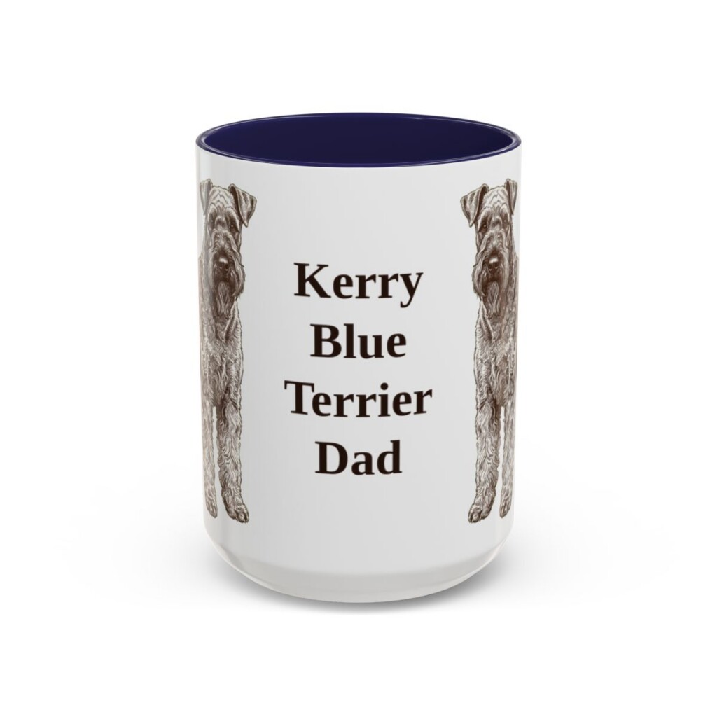 15oz Kerry Blue Terrier Dog Dad Mug, Navy, front view