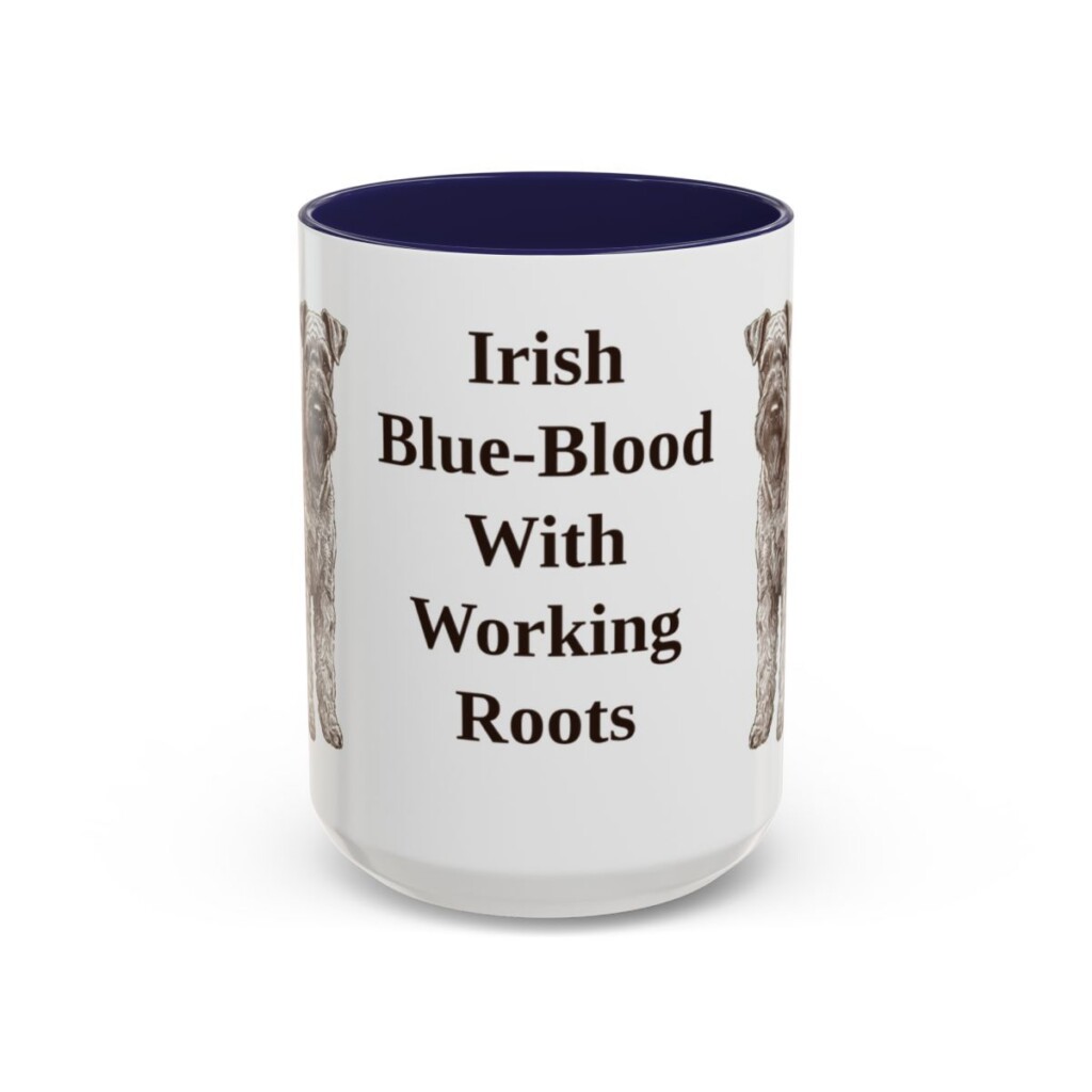 15oz Funny Kerry Blue Terrier Mug, Navy, front view
