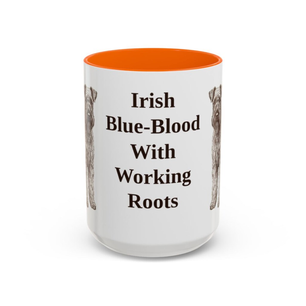 15oz Funny Kerry Blue Terrier Mug, Orange, front view