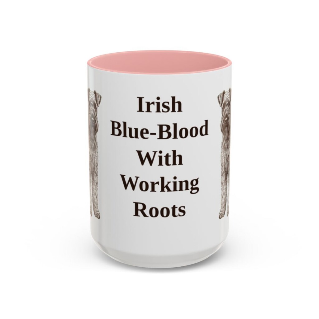 15oz Funny Kerry Blue Terrier Mug, Pink, front view