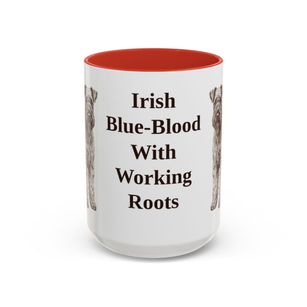 15oz Funny Kerry Blue Terrier Mug, Red, front view
