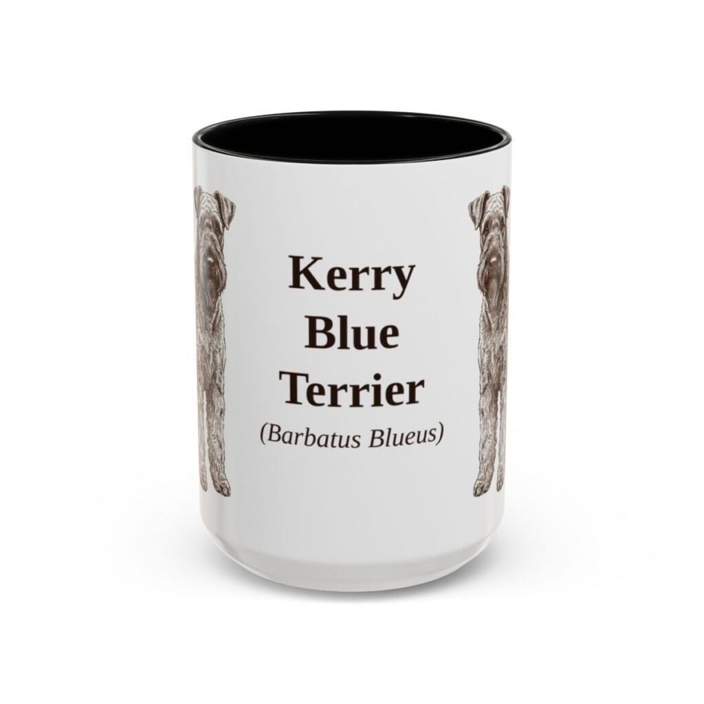 15oz Kerry Blue Terrier Latin Mug, Black, front view