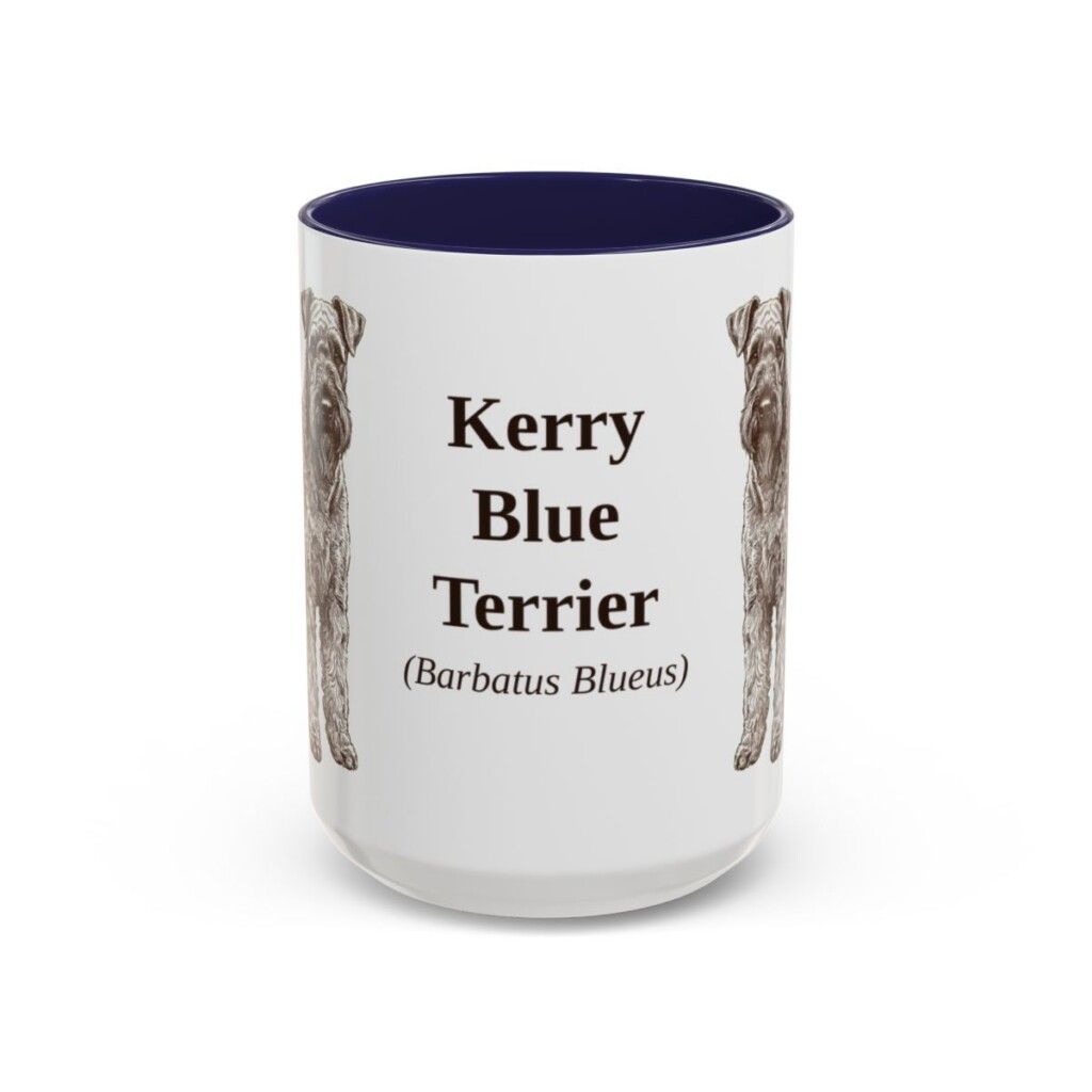 15oz Kerry Blue Terrier Latin Mug, Navy, front view