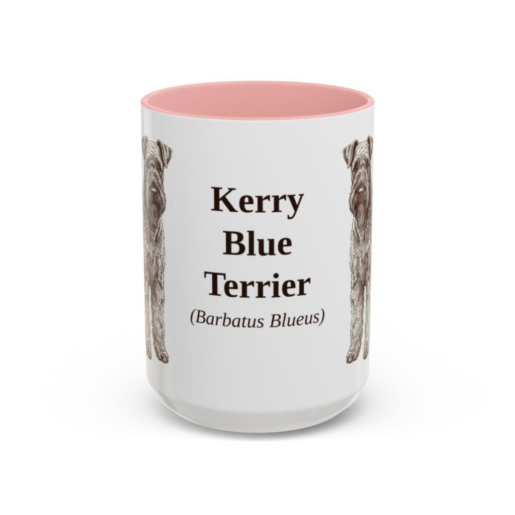 15oz Kerry Blue Terrier Latin Mug, Pink, front view