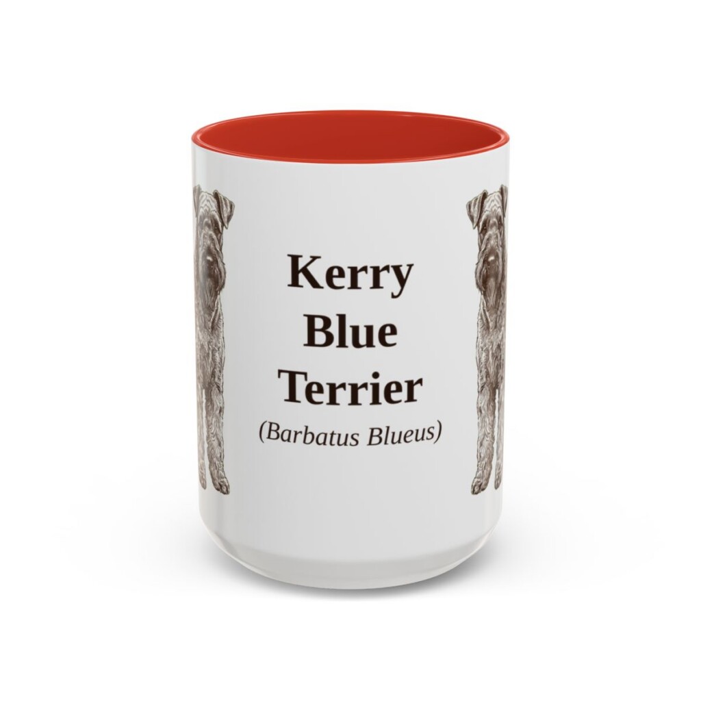 15oz Kerry Blue Terrier Latin Mug, Red, front view