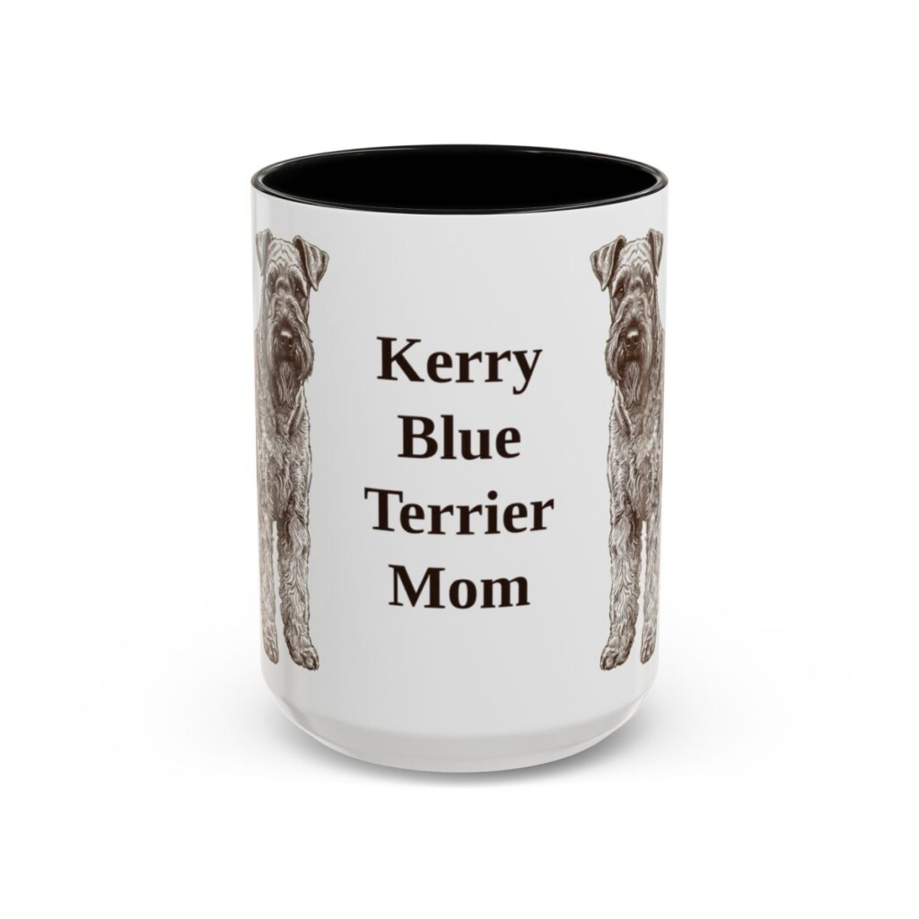15oz-kerry-blue-terrier-mug-mom-black-front 15oz Kerry Blue Terrier Dog Mom Mug, Black, front view