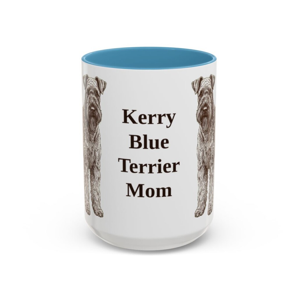 15oz-kerry-blue-terrier-mug-mom-light-blue 15oz Kerry Blue Terrier Dog Mom Mug, Light Blue, front view