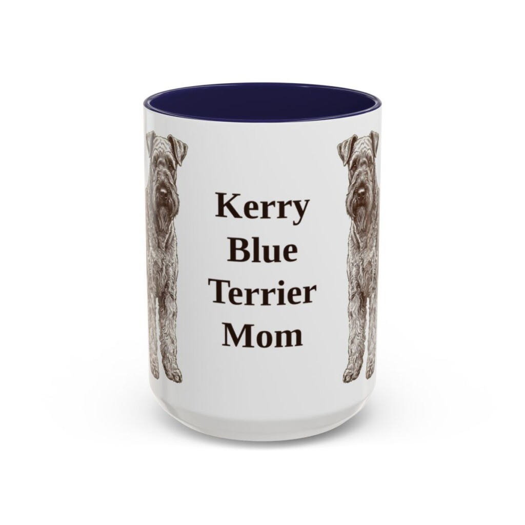 15oz-kerry-blue-terrier-mug-mom-navy 15oz Kerry Blue Terrier Dog Mom Mug, Navy, front view