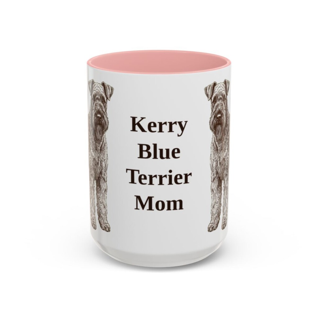 15oz-kerry-blue-terrier-mug-mom-pink 15oz Kerry Blue Terrier Dog Mom Mug, Pink, front view