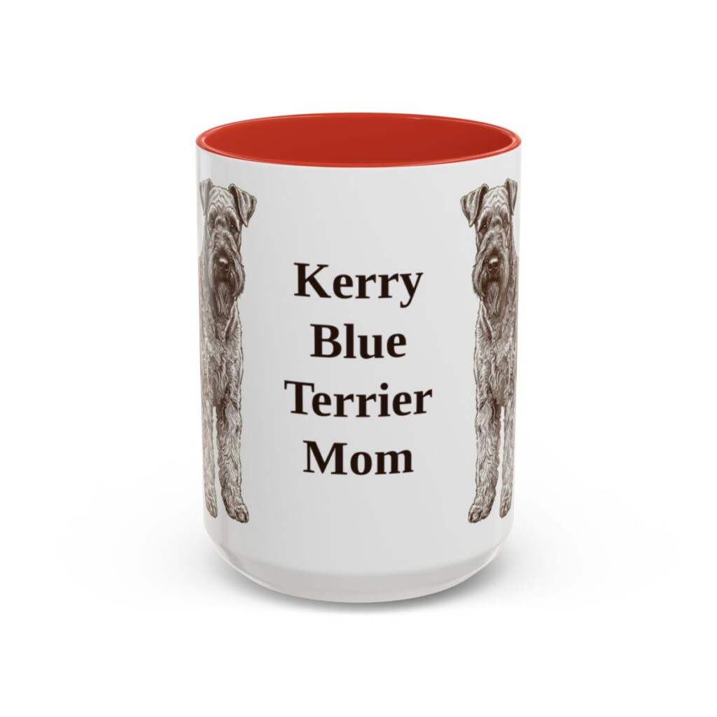 15oz-kerry-blue-terrier-mug-mom-red 15oz Kerry Blue Terrier Dog Mom Mug, Red, front view