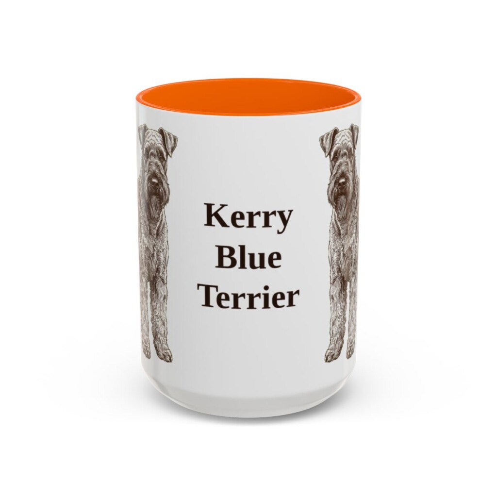 15oz Kerry Blue Terrier Mug, Orange, front view