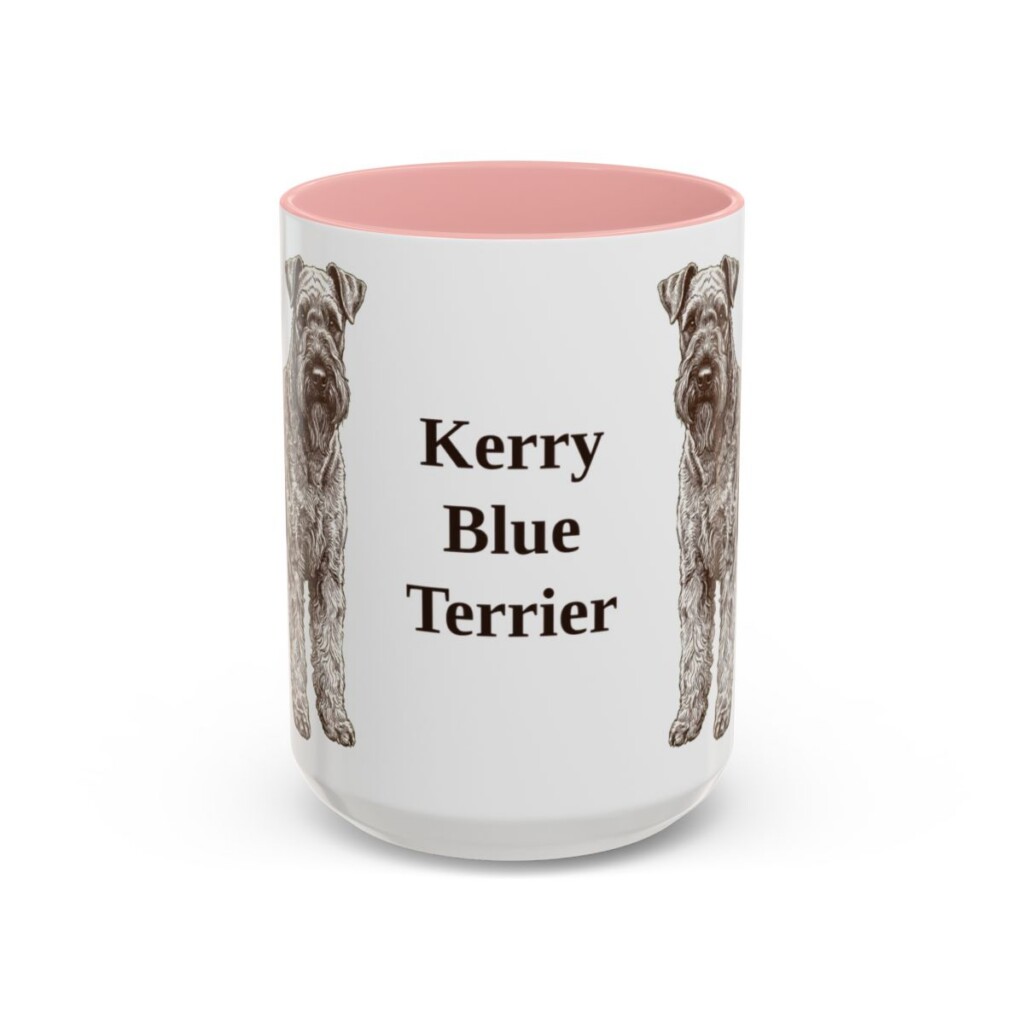 15oz Kerry Blue Terrier Mug, Pink, front view
