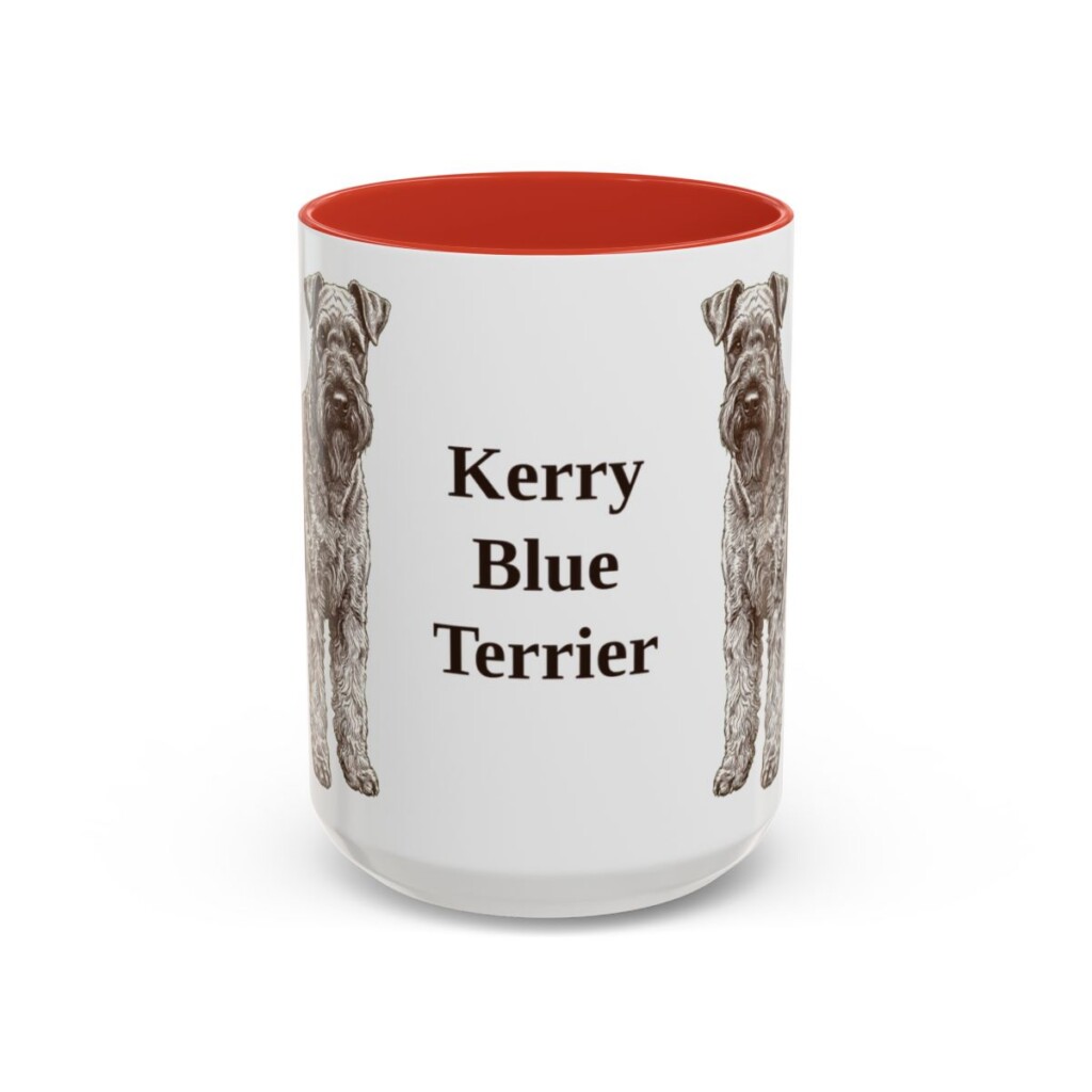 15oz Kerry Blue Terrier Mug, Red, front view