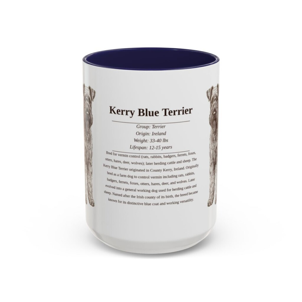 15oz Kerry Blue Terrier Mug, Navy, front view