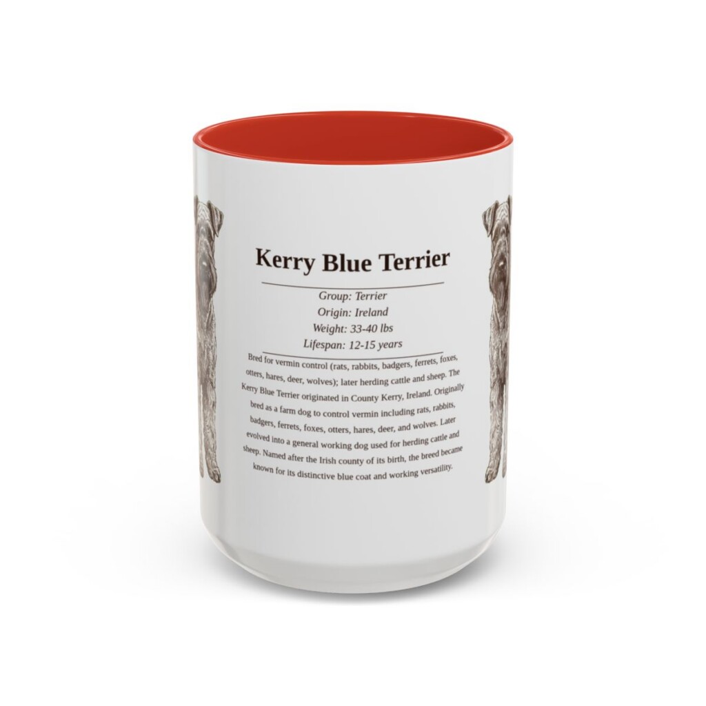 15oz Kerry Blue Terrier Mug, Red, front view