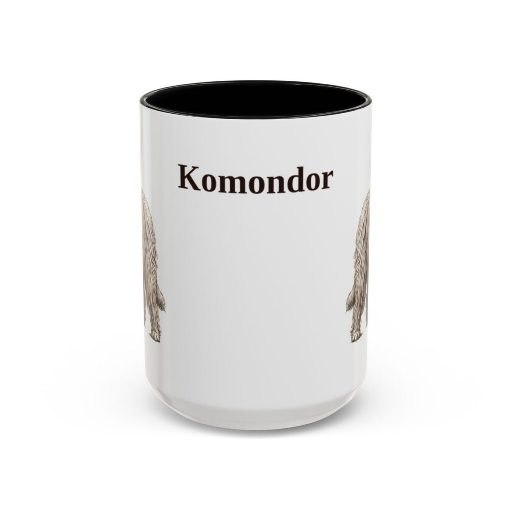 15oz Komondor Mug, Black, front view