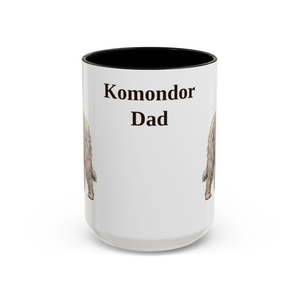15oz Komondor Dog Dad Mug, Black, front view