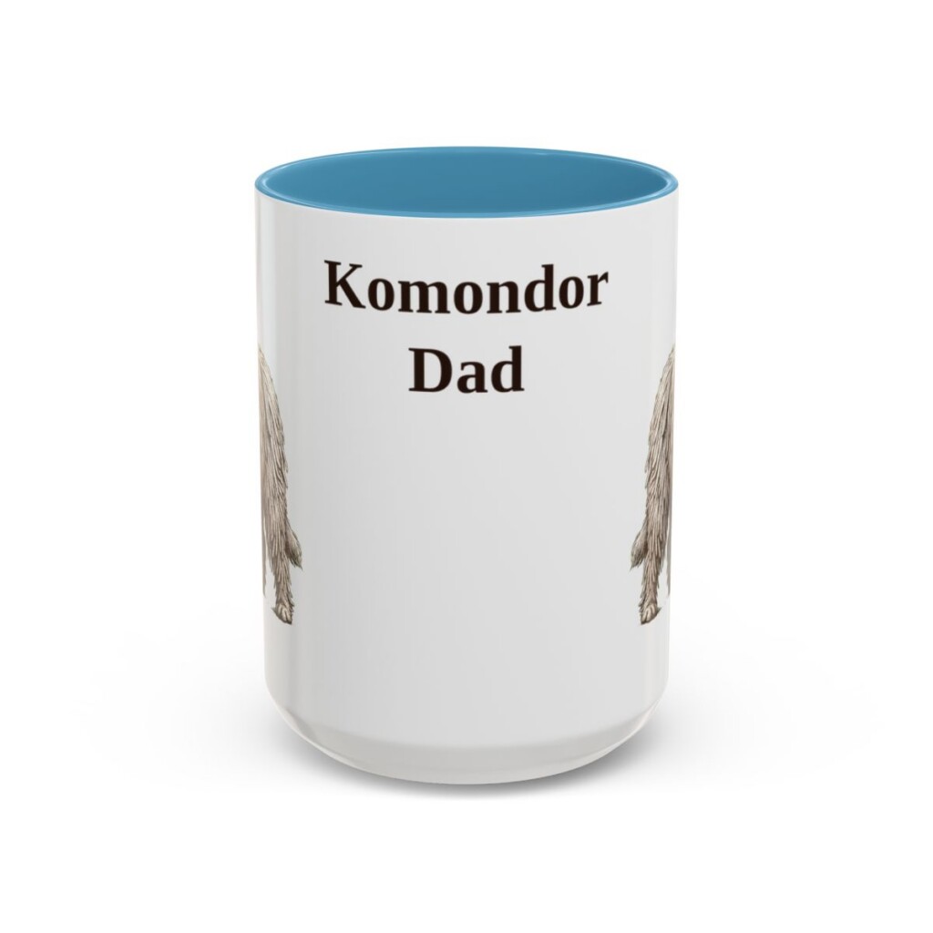 15oz Komondor Dog Dad Mug, Light Blue, front view