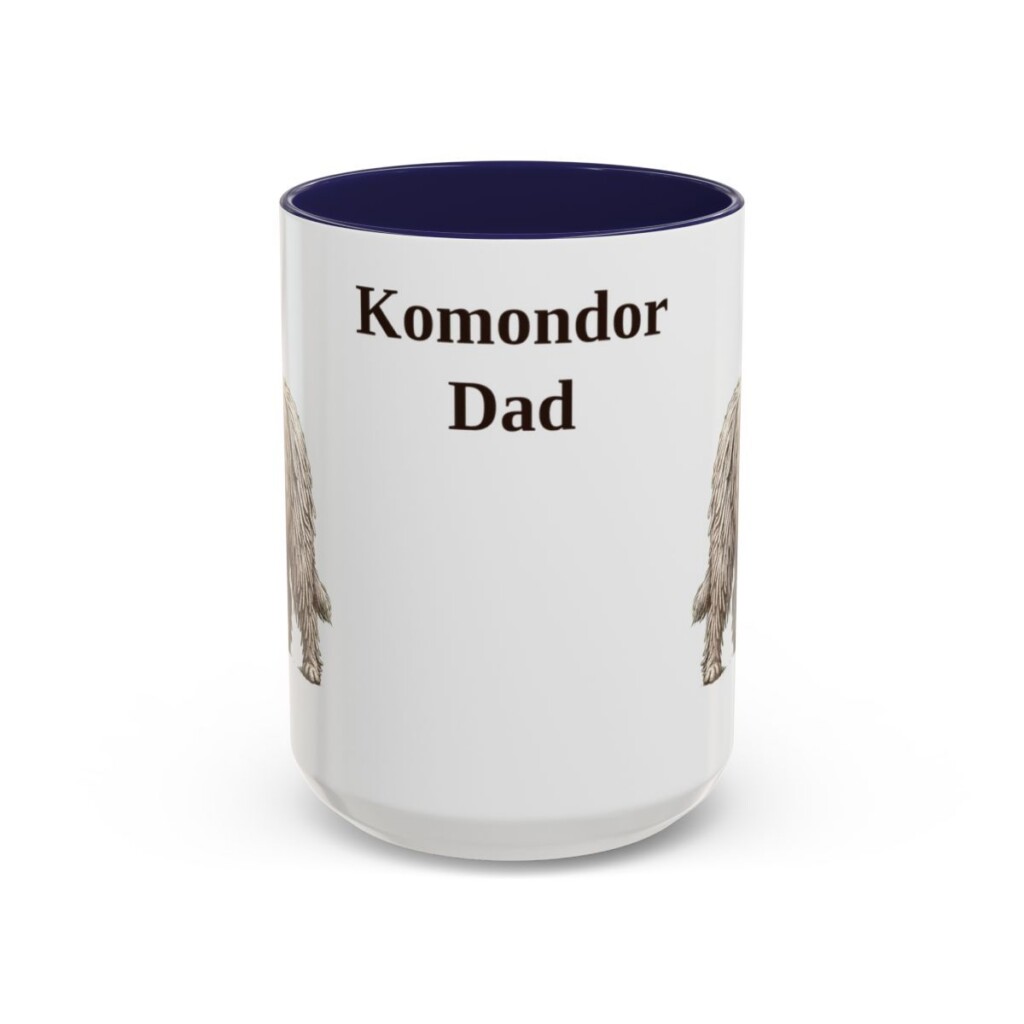 15oz Komondor Dog Dad Mug, Navy, front view