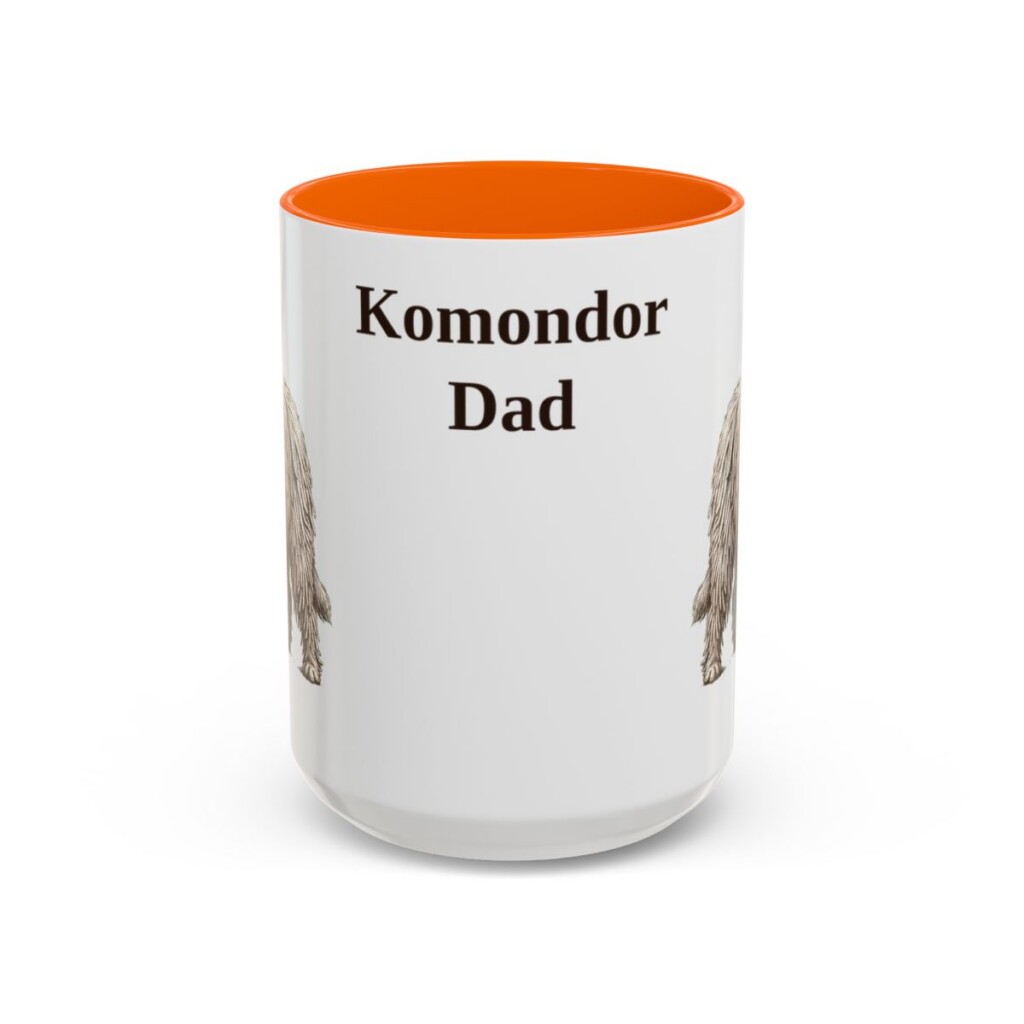 15oz Komondor Dog Dad Mug, Orange, front view