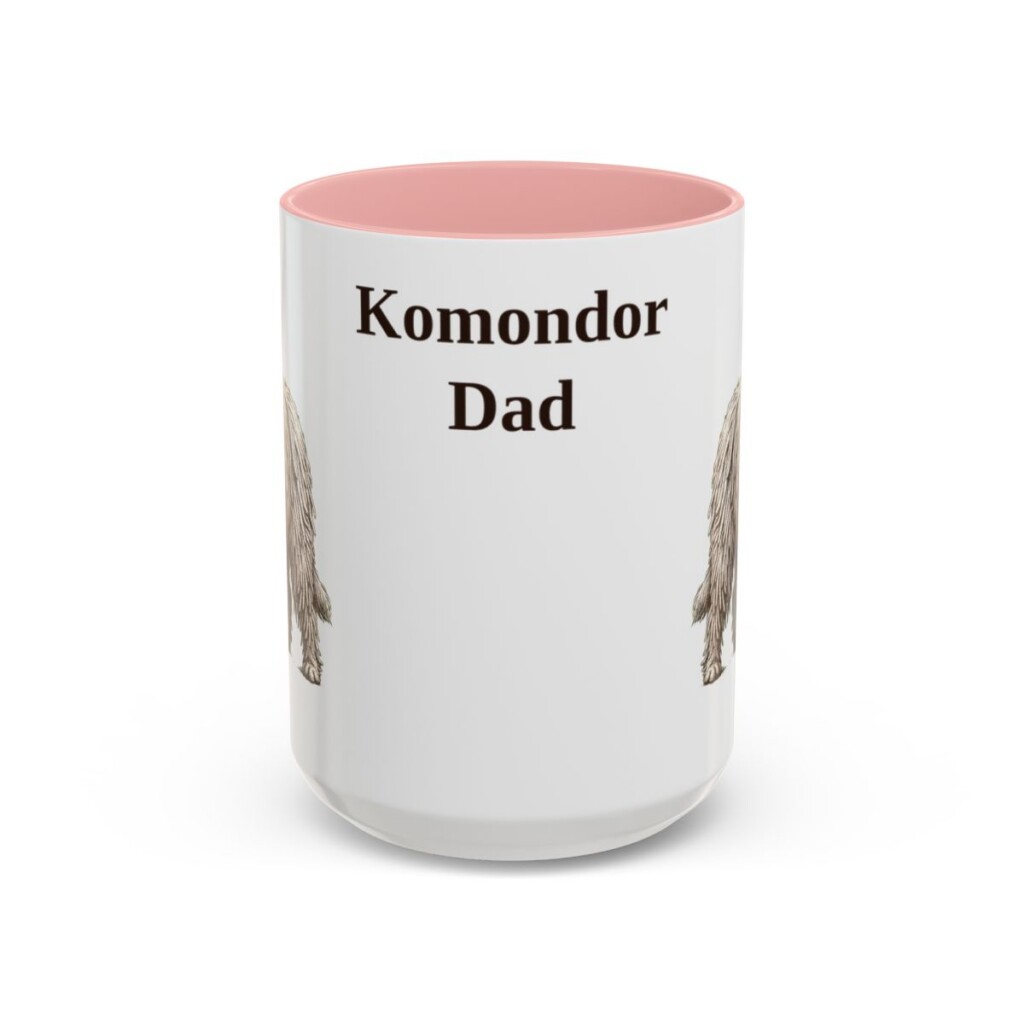 15oz Komondor Dog Dad Mug, Pink, front view