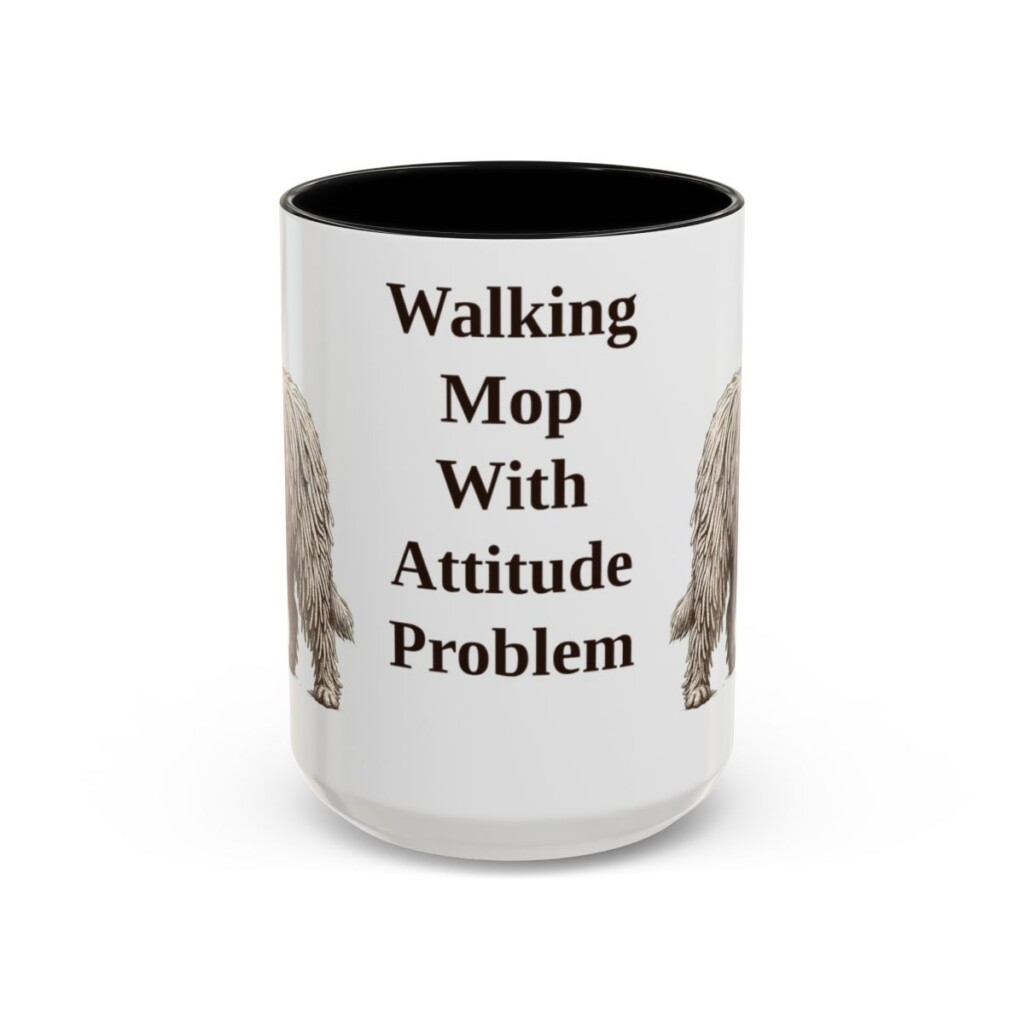 15oz Funny Komondor Mug, Black, front view