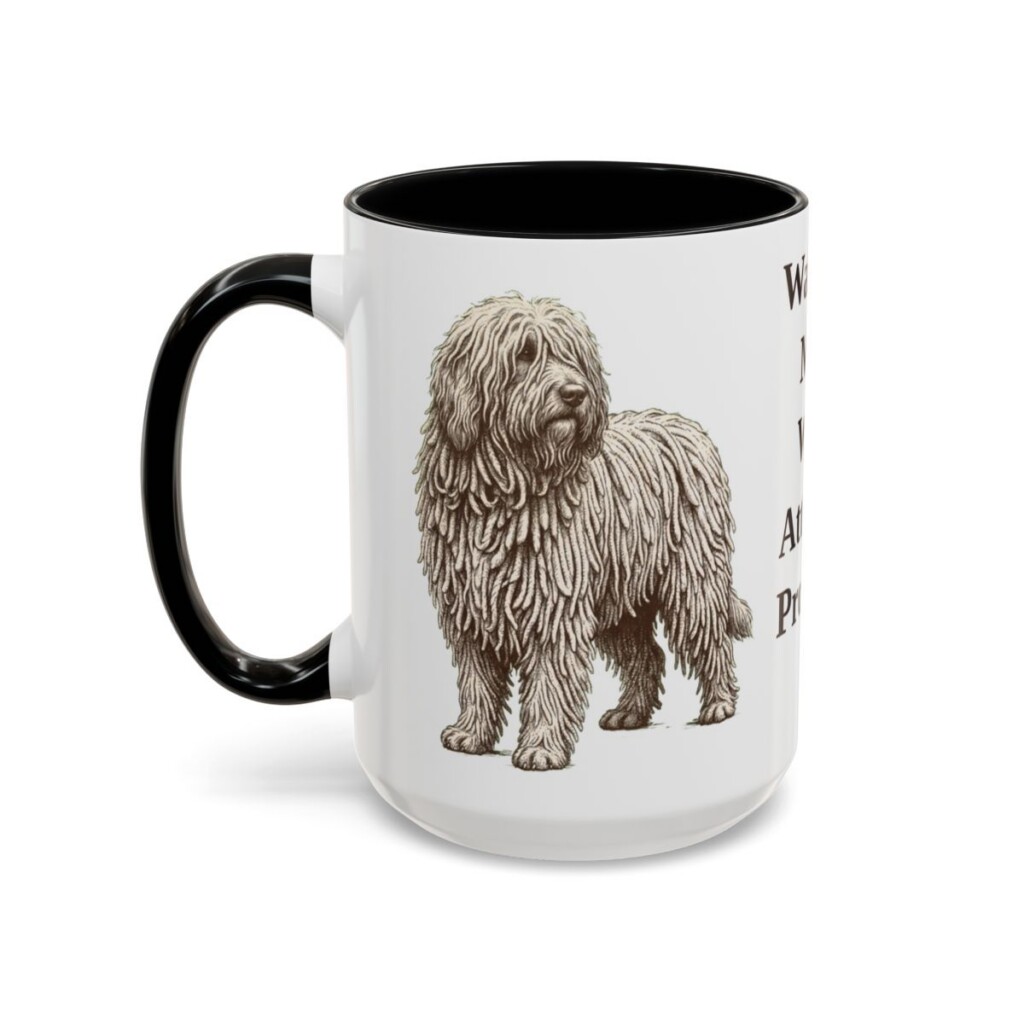 15oz Funny Komondor Mug, Black, left side view