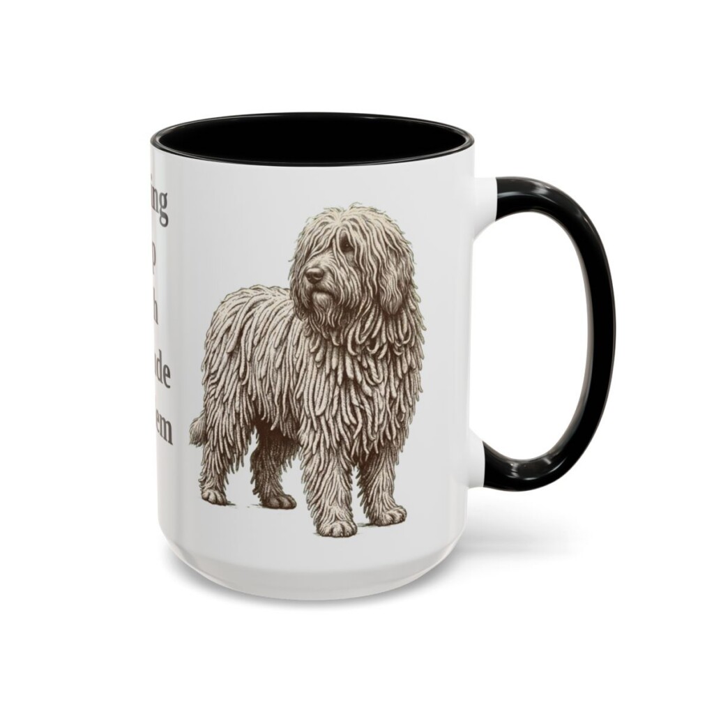 15oz Funny Komondor Mug, Black, right side view