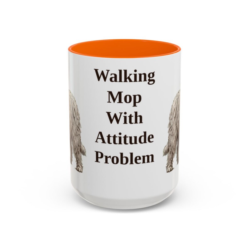 15oz Funny Komondor Mug, Orange, front view